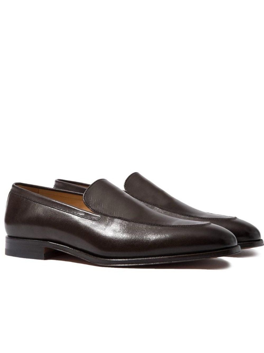 Mercanti Fiorentini Italian Leather Loafers Brown Slip On Dress Shoes Size 13 M